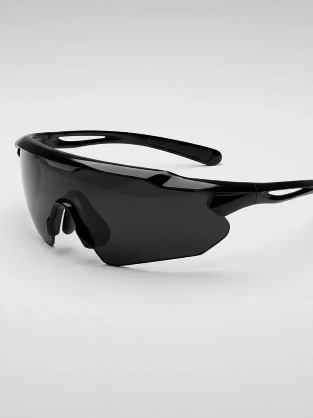 Black Sport Shield Sunglasses - Lightweight Performance Wearables (Velo Running)